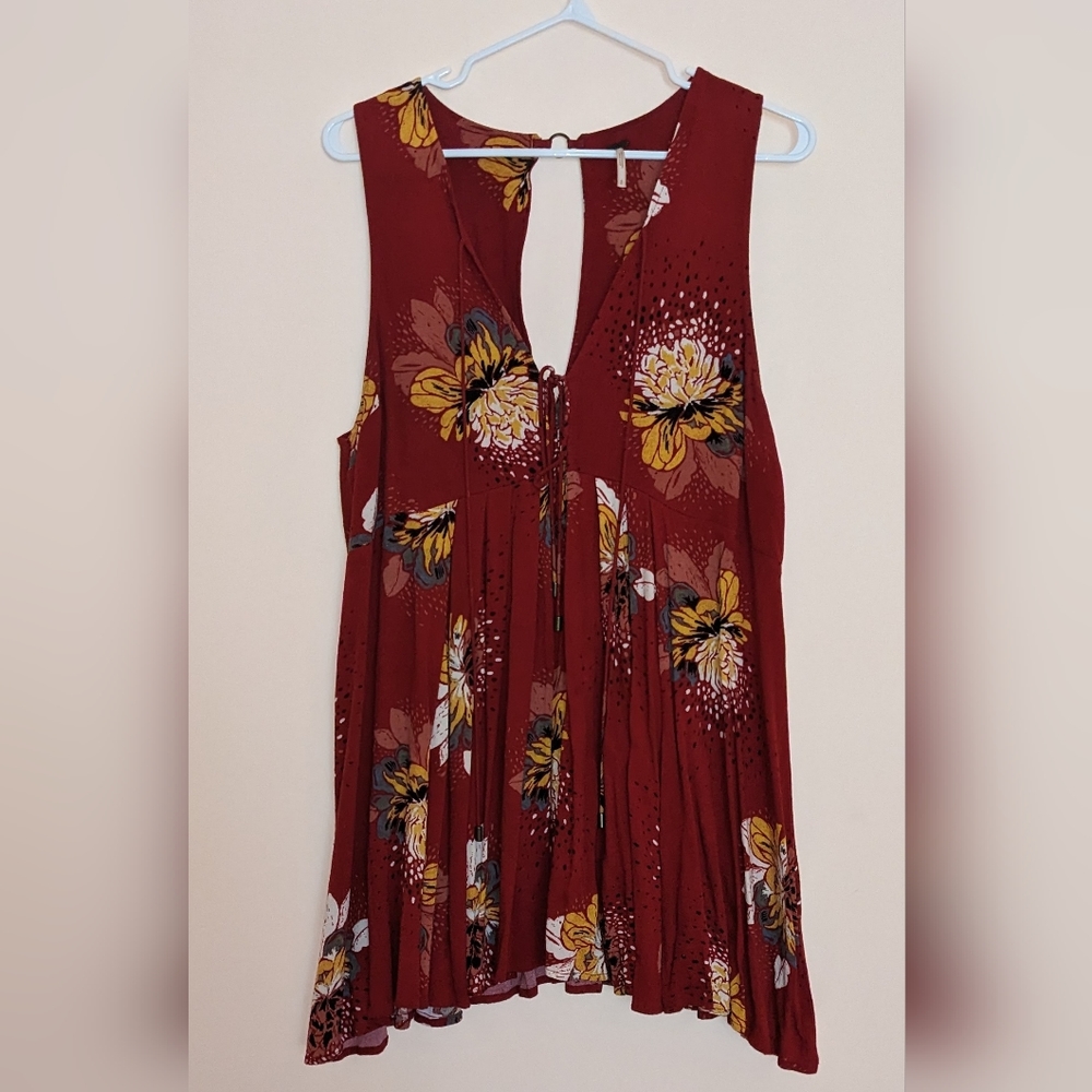 Free People Lovely Day Red Floral Dress S